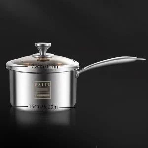 Versatile Stainless Steel Cooking Pot - Non-Stick, Perfect for Milk, Noodles & Soup - Ideal for Home and Outdoor Use