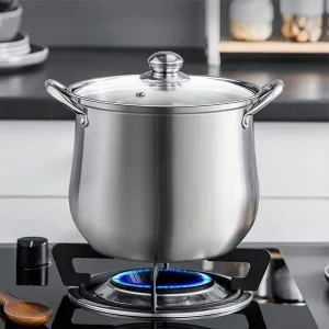 Stainless Steel Stock Pot with Lid - Large Cooking Pot for Soups, Stews, Broths, Universal Fit for Gas and Electric Stovetops