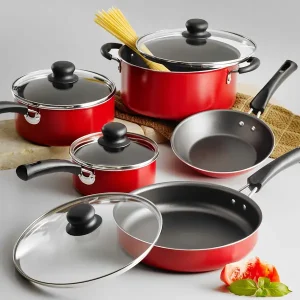 9-Piece Non-stick Cookware Set, Red