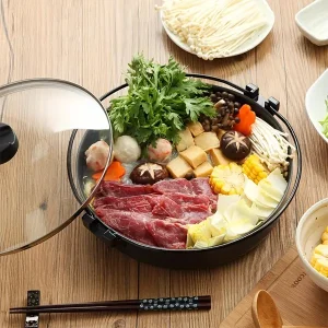 Japanese Style Hot Pot Shabu Shabu Cookware Set ?C 1pc Stainless Steel Non-Stick Soup Pot with Handles ?C Induction Compatible