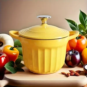 Enamel Coated Dutch Oven Pot ?C Versatile Enameled Saucepan with Lid, Induction Compatible, Ideal for Slow Cooking and Stewing